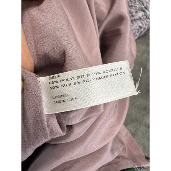 Carolina Herrera Textured Metallic Brocade Mini Dress Gray Green Floral Sz 6 - Picture 16 of 16